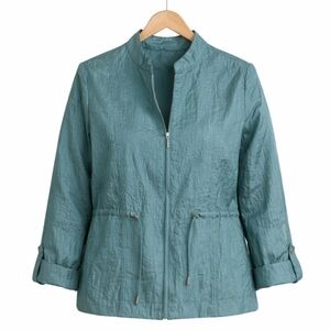 Alfred Dunner Teal Taffeta Blazer Sz 12P